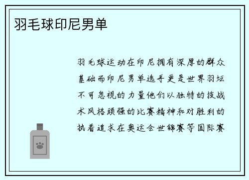 羽毛球印尼男单